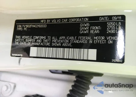 2012 Volvo S60 T6 из США, поврежденный, VIN YV1902FH4C2102033